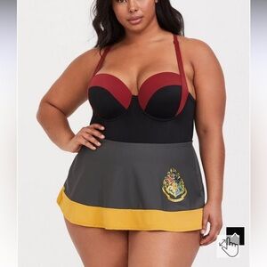Torrid Harry Potter Hogwarts Crest One Piece Swim Dress